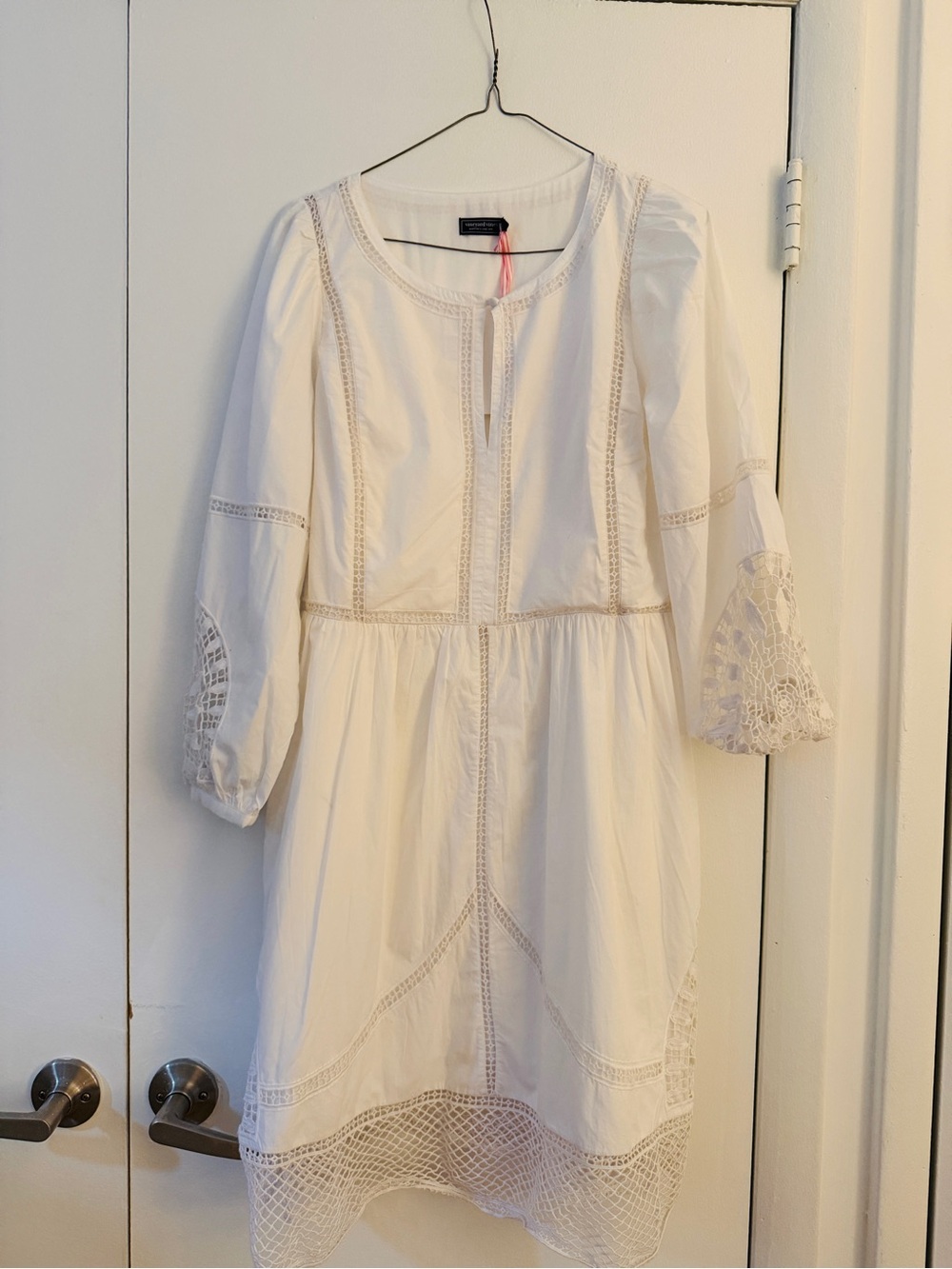 Vineyard Vines White Boho Lace-Trim Dress